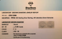 
              .95 CARAT CERTIFIED LAB GROWN DIAMONDS 11 MM STERLING SILVER RHODIUM PLATED STUDS EARRINGS
            