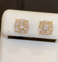 
              .91 CARAT STERLING SILVER GOLD PLATED 8 MM CERTIFIED LAB GROWN DIAMONDS STUDS EARRINGS
            