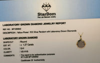 
              1.27 CARAT CERTIFIED LAB GROWN DIAMONDS STERLING SILVER GOLD PLATED 1.25 INCHES PENDANT
            