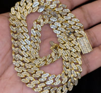
              10K YELLOW GOLD 6.50 CARAT REAL DIAMOND 9 MM 22 INCHES 82.62 GRAM GOLD CUBAN LINK CHAIN NECKLACE
            