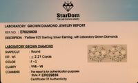 
              2.21 CARAT CERTIFIED LAB GROWN DIAMONDS 10 MM STERLING SILVER GOLD PLATED STUDS EARRINGS
            