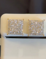 
              .98 CARAT CERTIFED LAB GROWN DIAMONDS STERLING SILVER GOLD PLATED 9 MM STUDS EARRINGS
            