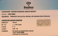 
              1.04 CARAT CERTIFIED LAB GROWN DIAMONDS 11 MM STERLING SILVER GOLD PLATED HEART STUDS EARRINGS
            