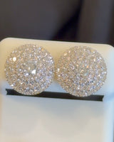 
              2.08 CARAT CERTIFED LAB GROWN DIAMONDS STERLING SILVER GOLD PLATED 13 MM STUDS EARRINGS
            