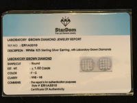 
              1.02 CARAT CERTIFED LAB GROWN DIAMONDS STERLING SILVER 11 MM STUDS EARRINGS
            