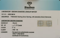 
              1.17 CARAT STERLING SILVER GOLD PLATED 7 MM CERTIFIED LAB GROWN DIAMONDS STUDS EARRINGS
            