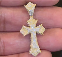 
              10K YELLOW GOLD .40 CARAT 1.50 INCHES NATURAL DIAMOND CROSS PENDANT CHARM
            