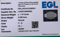 
              1.18 CARAT EGL CERTIFIED LAB GROWN DIAMONDS STERLING SILVER RING
            