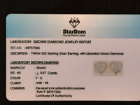 
              .67 CARAT STERLING SILVER GOLD PLATED 11 MM CERTIFIED LAB GROWN DIAMONDS HEART STUDS EARRINGS
            