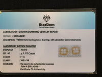 
              1.12 CARAT CERTIFED LAB GROWN DIAMONDS STERLING SILVER GOLD PLATED 12 MM STUDS EARRINGS
            