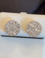 
              1.87 CARAT CERTIFED LAB GROWN DIAMONDS STERLING SILVER GOLD PLATED 10 MM STUDS EARRINGS
            