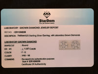 
              1.87 CARAT CERTIFED LAB GROWN DIAMONDS STERLING SILVER GOLD PLATED 10 MM STUDS EARRINGS
            