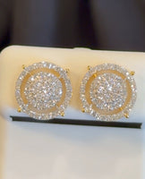 
              .73 CARAT CERTIFED LAB GROWN DIAMONDS STERLING SILVER GOLD PLATED 13 MM STUDS EARRINGS
            