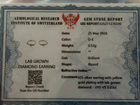 
              .03 CARAT CERTFIED LAB GROWN DIAMONDS STERLING SILVER GOLD PLATED 12 MM EARRINGS HOOPS
            