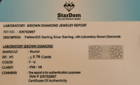 
              .76 CARAT STERLING SILVER GOLD PLATED 9 MM CERTIFIED LAB GROWN DIAMONDS STUDS EARRINGS
            