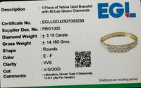 
              10K YELLOW GOLD 3.15 CARAT CETIFIED LAB GROWN DIAMONDS BANGLE BRACELET
            