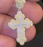 
              10K YELLOW GOLD .50 CARAT 1.50 INCHES NATURAL DIAMOND CROSS PENDANT CHARM
            