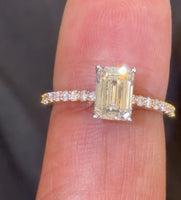 
              14K YELLOW GOLD 1.75 CARAT EMERALD LAB GROWN DIAMONDS ENGAGEMENT WEDDING RING
            