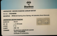 
              2.15 CARAT CERTIFIED LAB GROWN DIAMONDS 14 MM STERLING SILVER RHODIUM PLATED STUDS EARRINGS
            