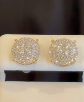 
              .81 CARAT CERTIFED LAB GROWN DIAMONDS STERLING SILVER GOLD PLATED 10 MM STUDS EARRINGS
            