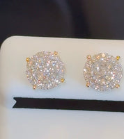 
              .81 CARAT STERLING SILVER GOLD PLATED 8 MM CERTIFIED LAB GROWN DIAMONDS STUDS EARRINGS
            