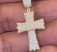 
              10K YELLOW GOLD .50 CARAT 1.50 INCHES NATURAL DIAMOND CROSS PENDANT CHARM
            