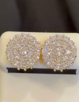 
              2.12 CARAT CERTIFIED LAB GROWN DIAMONDS 13 MM STERLING SILVER GOLD PLATED STUDS EARRINGS
            