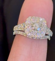 
              14K WHITE GOLD 2.25 CARAT NATURAL DIAMOND CENTER .55 CARAT ENGAGEMENT RING WEDDING BAND BRIDAL SET
            