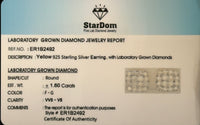 
              1.60 CARAT CERTIFIED LAB GROWN DIAMONDS 10 MM STERLING SILVER GOLD PLATED STUDS EARRINGS
            