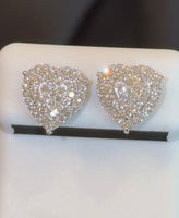 
              .67 CARAT CERTIFED LAB GROWN DIAMONDS STERLING SILVER 11 MM HEART STUDS EARRINGS
            