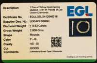 
              14K YELLOW GOLD .53 CARAT 14 MM EGL CERTIFIED LAB GROWN DIAMONDS STUDS EARRINGS HOOPS
            