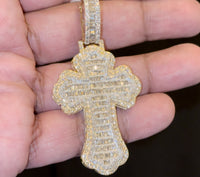 
              10K YELLOW GOLD 5.50 CARAT 2.50 INCH REAL DIAMOND MEN CROSS PENDANT CHARM CROSS
            