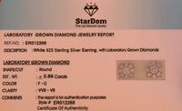 
              .89 CARAT STERLING SILVER RHODIUM PLATED 8 MM CERTIFIED LAB GROWN DIAMONDS STUDS EARRINGS
            