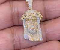 
              10K YELLOW GOLD .85 CARAT 1.25 INCHES NATURAL DIAMOND JESUS HEAD PENDANT CHARM
            