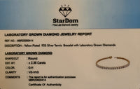 
              2.36 CARAT CERTIFIED LAB GROWN DIAMONDS STERLING SILVER GOLD PLATED 8.50 INCHES 4 MM BRACELET
            