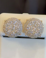 
              1.27 CARAT CERTIFED LAB GROWN DIAMONDS STERLING SILVER GOLD PLATED 12 MM STUDS EARRINGS
            