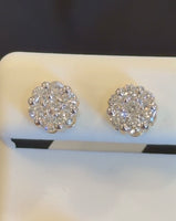 
              1 CARAT CERTIFED LAB GROWN DIAMONDS STERLING SILVER GOLD PLATED 8 MM STUDS EARRINGS
            