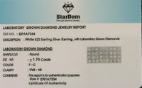 
              1.75 CARAT STERLING SILVER RHODIUM PLATED 10 MM LAB GROWN DIAMONDS STUDS EARRINGS
            