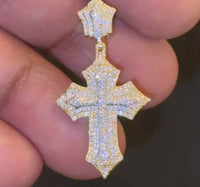 
              10K YELLOW GOLD .40 CARAT 1.40 INCHES NATURAL DIAMOND CROSS PENDANT CHARM
            
