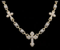 
              10K YELLOW GOLD 15.50 CARAT REAL DIAMOND 22 INCHES 51.15 GRAMS GOLD CROSS CHAIN NECKLACE
            