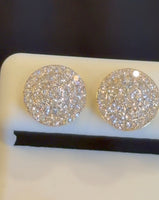 
              .97 CARAT CERTIFIED LAB GROWN DIAMONDS 11 MM STERLING SILVER GOLD PLATED STUDS EARRINGS
            