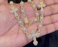 
              10K YELLOW GOLD 15.50 CARAT REAL DIAMOND 22 INCHES 51.15 GRAMS GOLD CROSS CHAIN NECKLACE
            