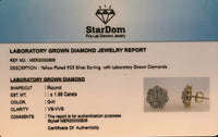 
              1.98 CARAT CERTIFIED LAB GROWN DIAMONDS 13 MM STERLING SILVER GOLD PLATED STUDS EARRINGS
            