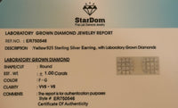 
              1 CARAT STERLING SILVER GOLD PLATED 8 MM CERTIFIED LAB GROWN DIAMONDS STUDS EARRINGS
            