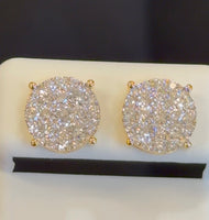 
              1.42 CARAT CERTIFIED LAB GROWN DIAMONDS 10 MM STERLING SILVER GOLD PLATED STUDS EARRINGS
            
