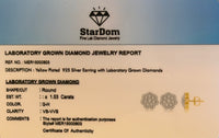 
              1.53 CARAT CERTIFIED LAB GROWN DIAMONDS 12 MM STERLING SILVER GOLD PLATED STUDS EARRINGS
            