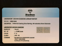 
              .98 CARAT CERTIFED LAB GROWN DIAMONDS STERLING SILVER GOLD PLATED 9 MM STUDS EARRINGS
            