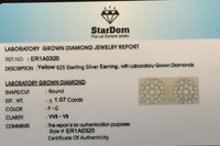 
              1.07 CARAT CERTIFIED LAB GROWN DIAMONDS 9.5 MM STERLING SILVER GOLD PLATED STUDS EARRINGS
            