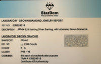 
              2.09 CARAT CERTIFIED LAB GROWN DIAMONDS 14 MM STERLING SILVER RHODIUM PLATED STUDS EARRING
            