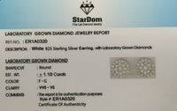 
              1.10 CARAT CERTIFIED LAB GROWN DIAMONDS 9.5 MM STERLING SILVER RHODIUM PLATED STUDS EARRING
            